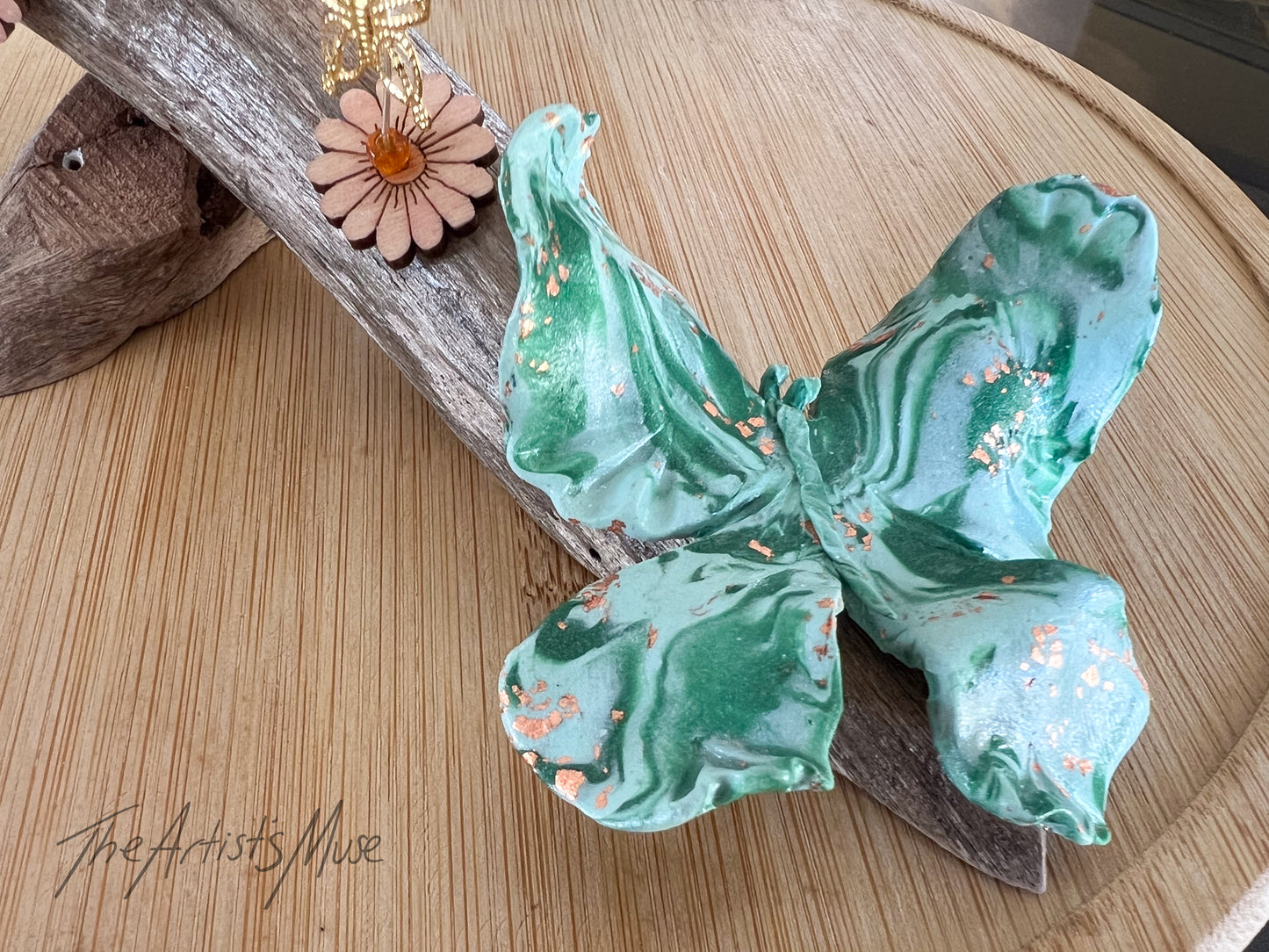 Natural timber Incense Holder with butterfly