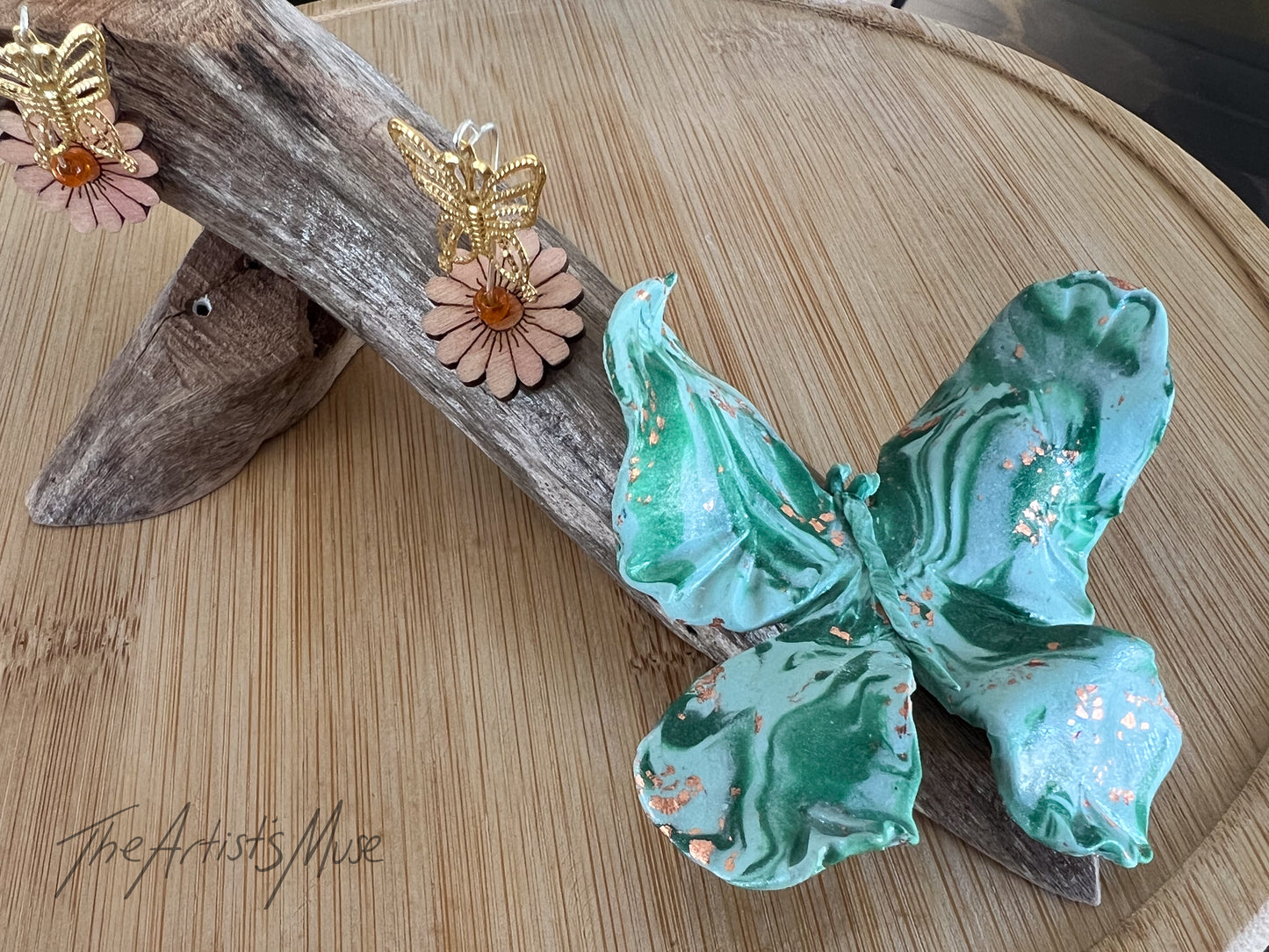 Natural timber Incense Holder with butterfly