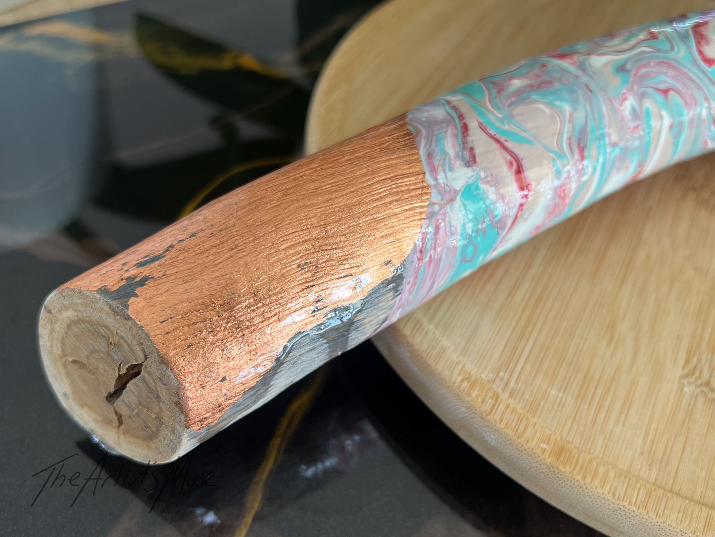 Natural timber Incense Holder with acrylic marble