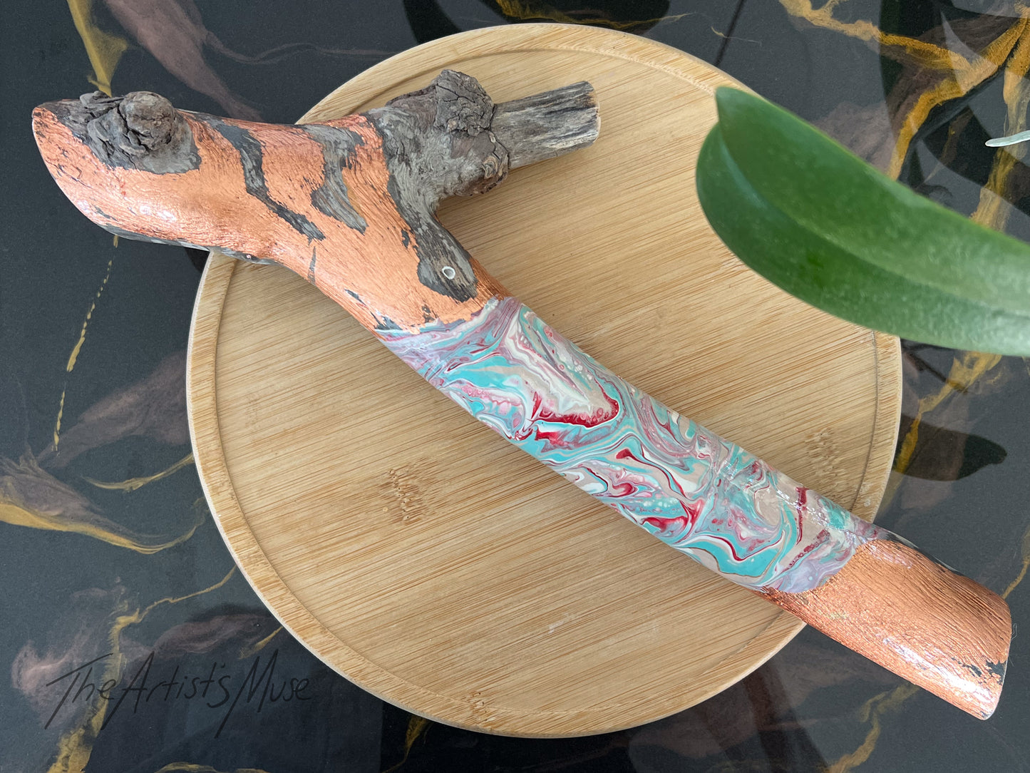 Natural timber Incense Holder with acrylic marble