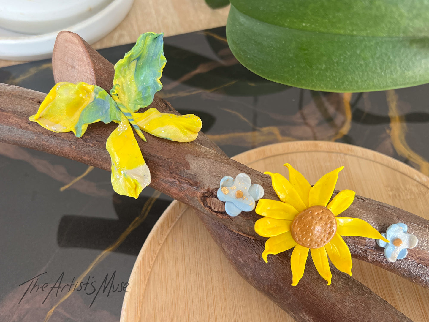 Timber Incense Holder with butterflies and flowers