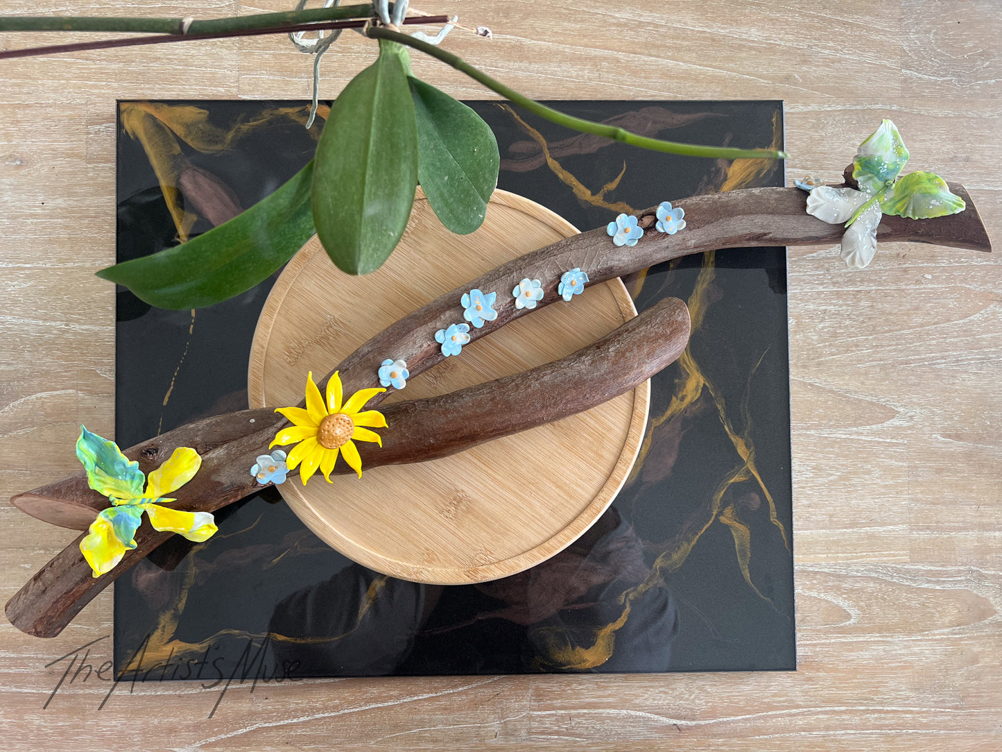 Timber Incense Holder with butterflies and flowers