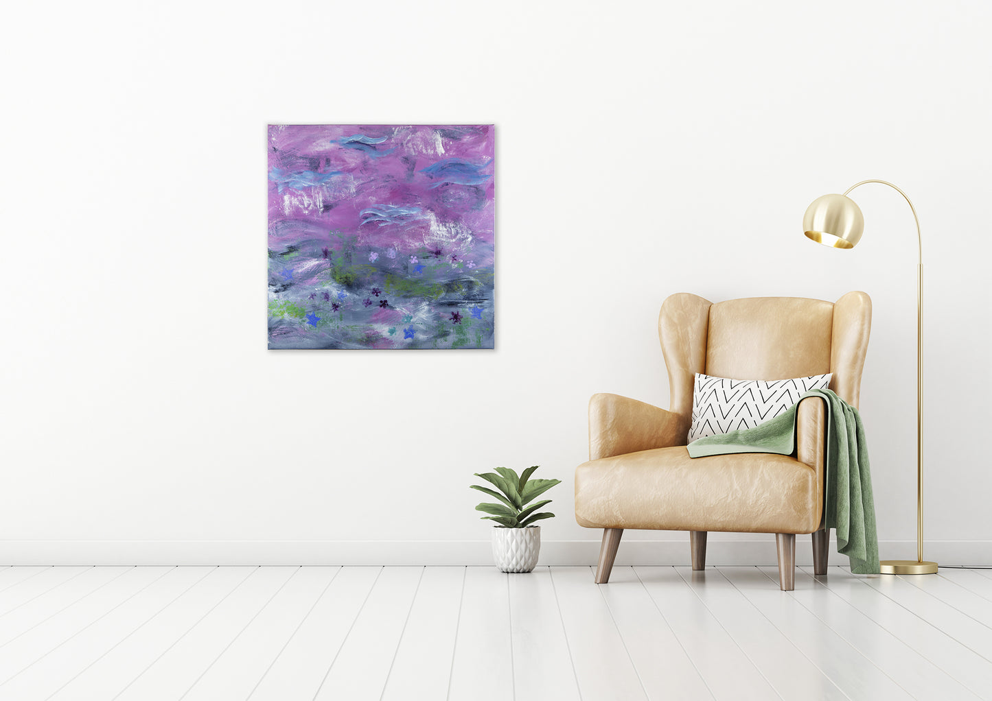 'Whimsical' 30x30 inch deep edge Acrylic on Canvas