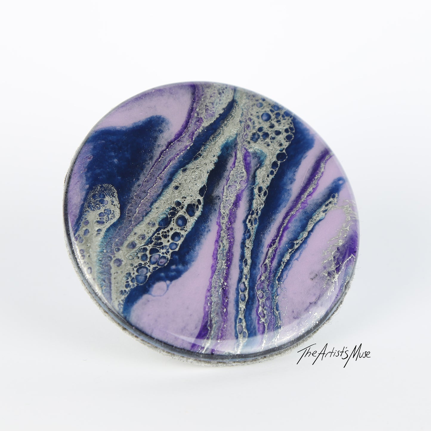 Resin Coaster- 1x Purple/Silver/Blue