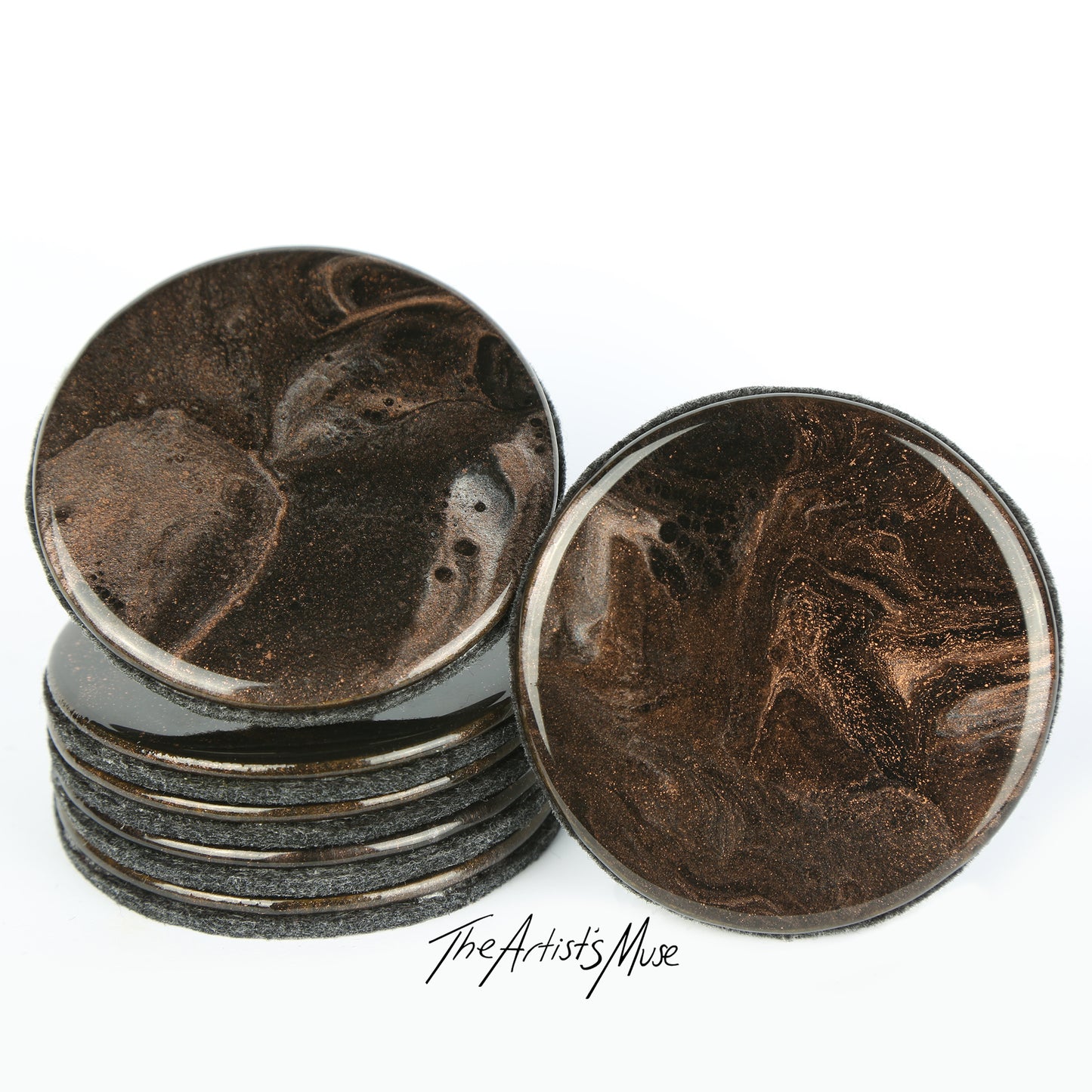 Resin Coaster set of 6- Bronze