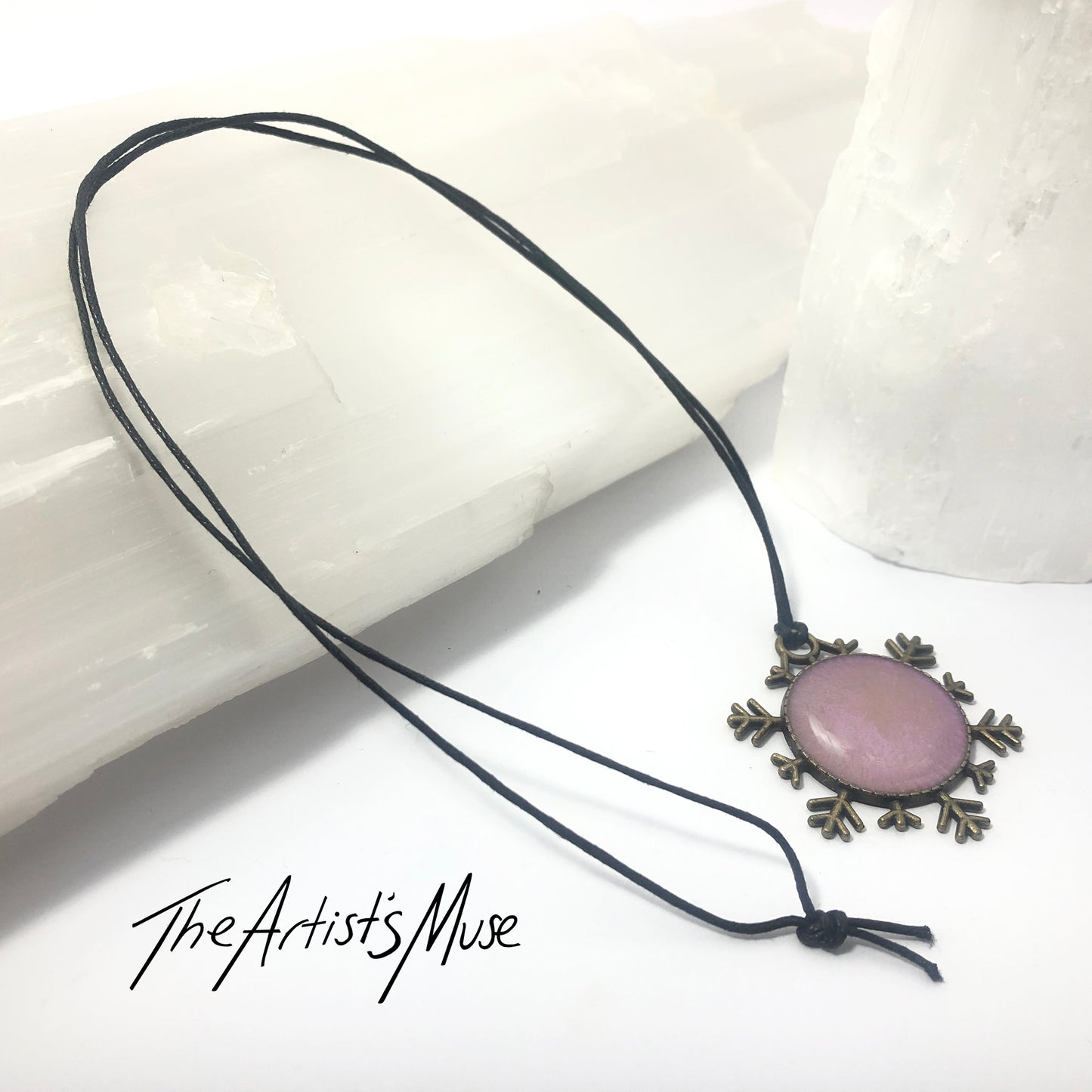 Resin Pendant Necklace- Iridescent mauve resin design
