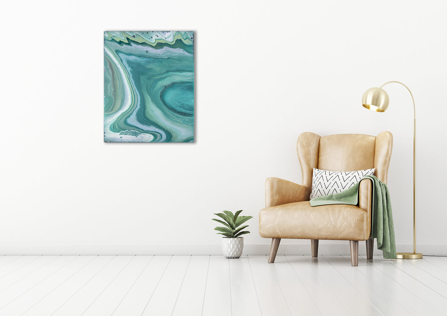 SOLD 'Malachite Healer' 24x30 inch deep edge Acrylic on canvas