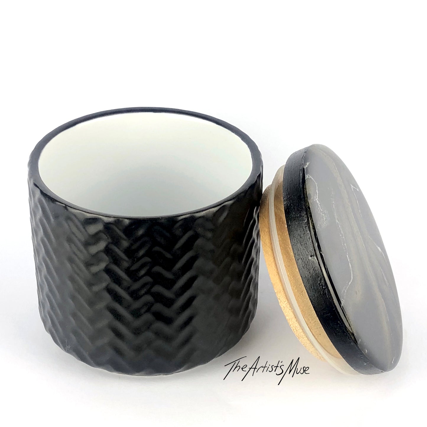 Small Jar- Black Jar with Black/Gold/white lid