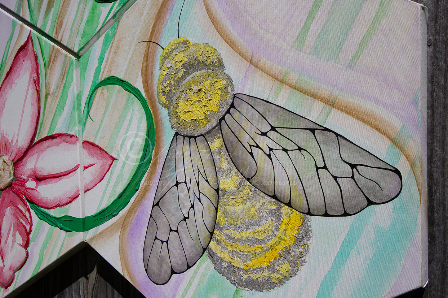 'Bees of joy' 3 x 20x20 inch Hexagonal pieces