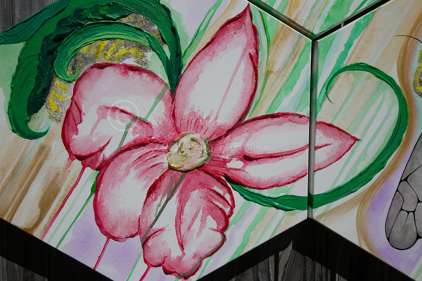 'Bees of joy' 3 x 20x20 inch Hexagonal pieces