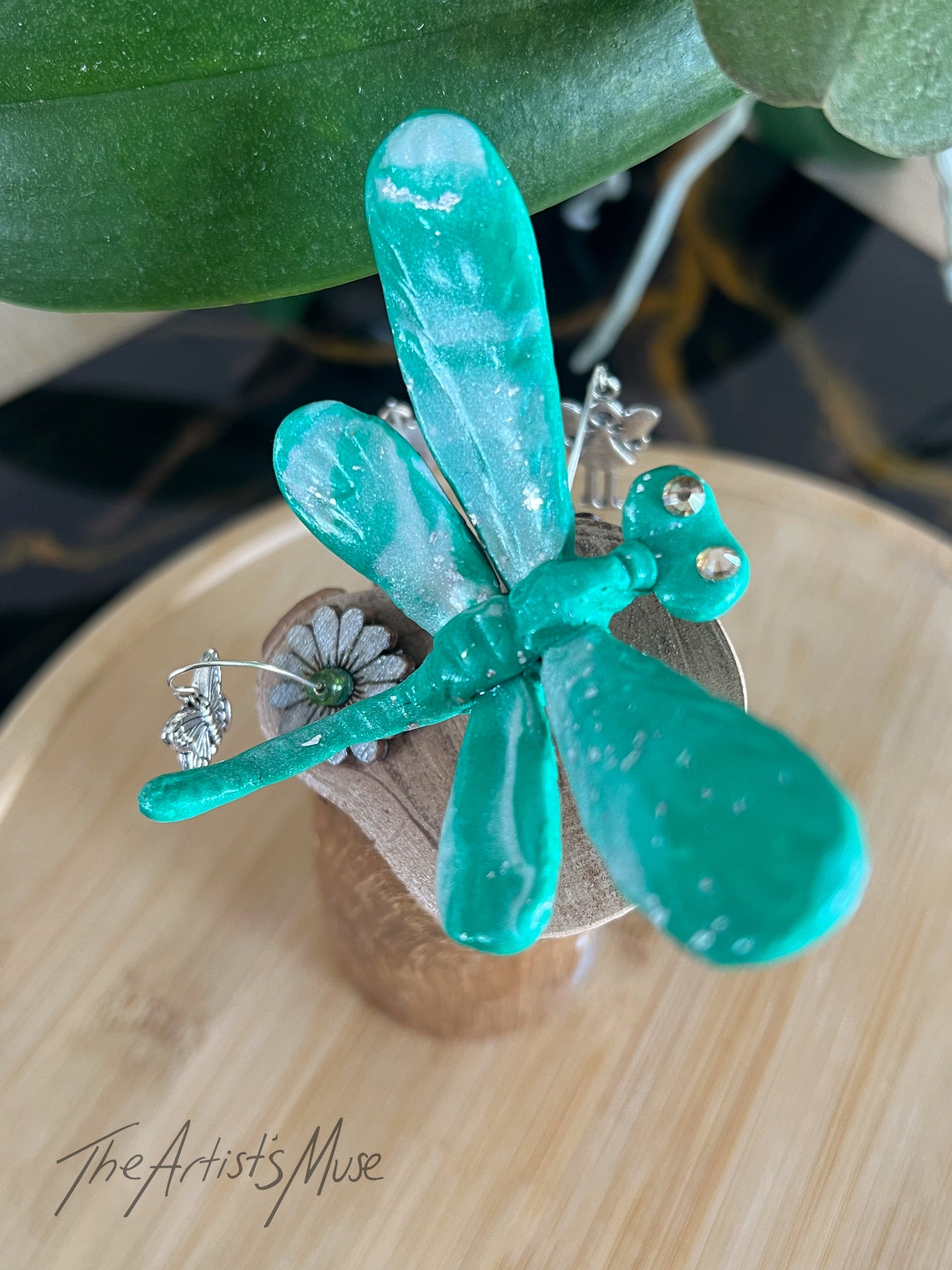 Green Dragonfly timber Incense Holder