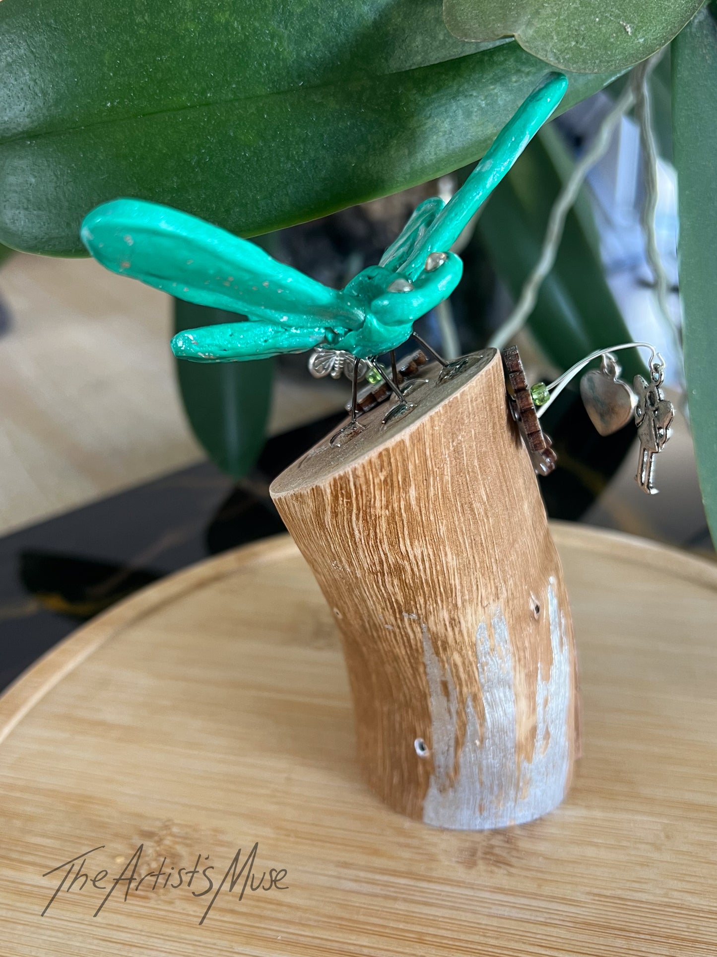 Green Dragonfly timber Incense Holder