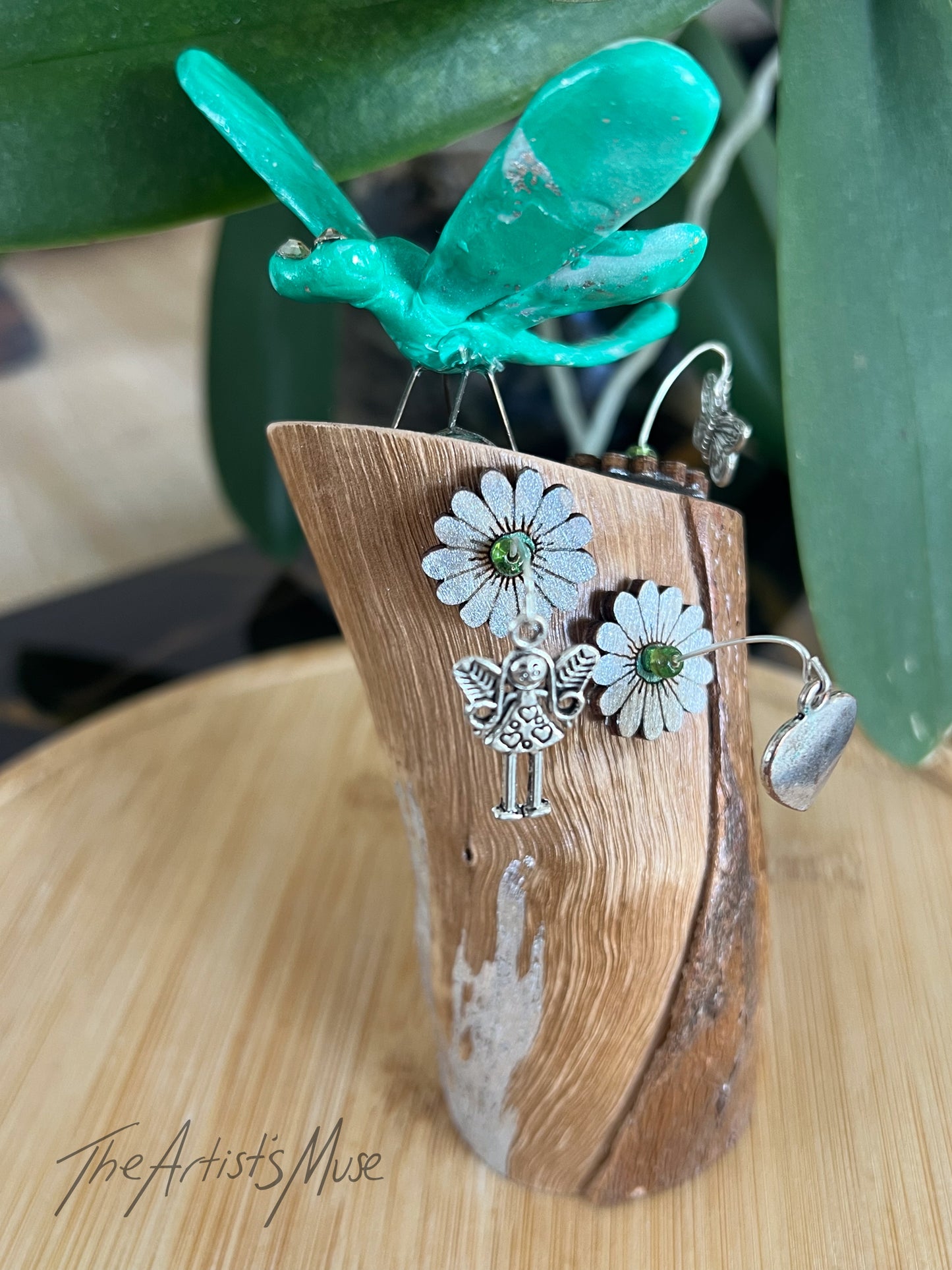 Green Dragonfly timber Incense Holder