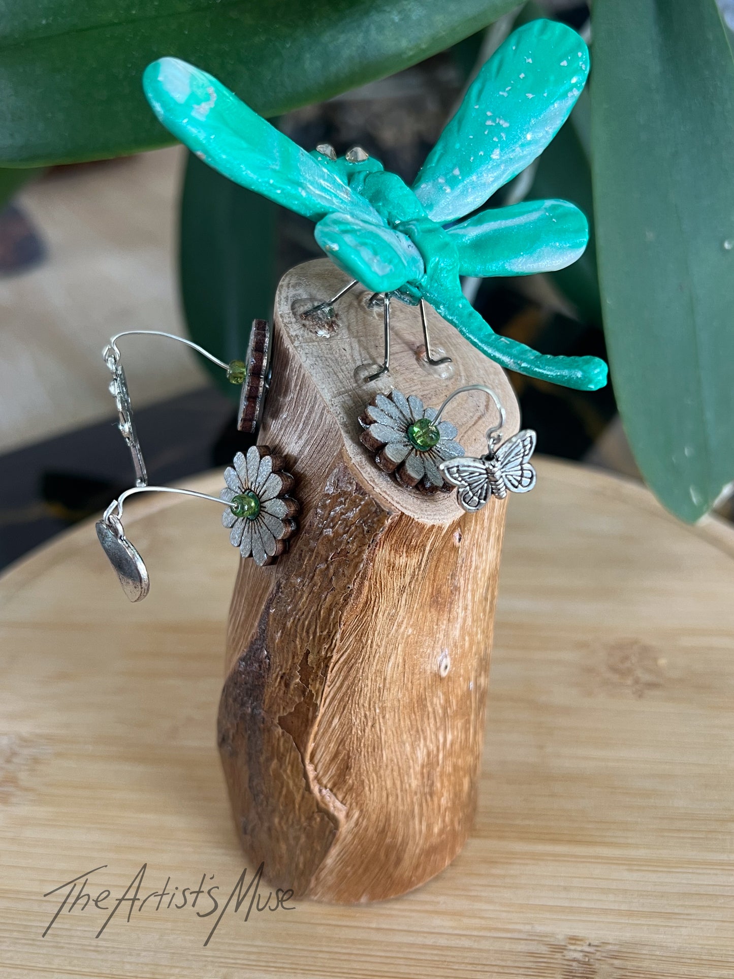 Green Dragonfly timber Incense Holder
