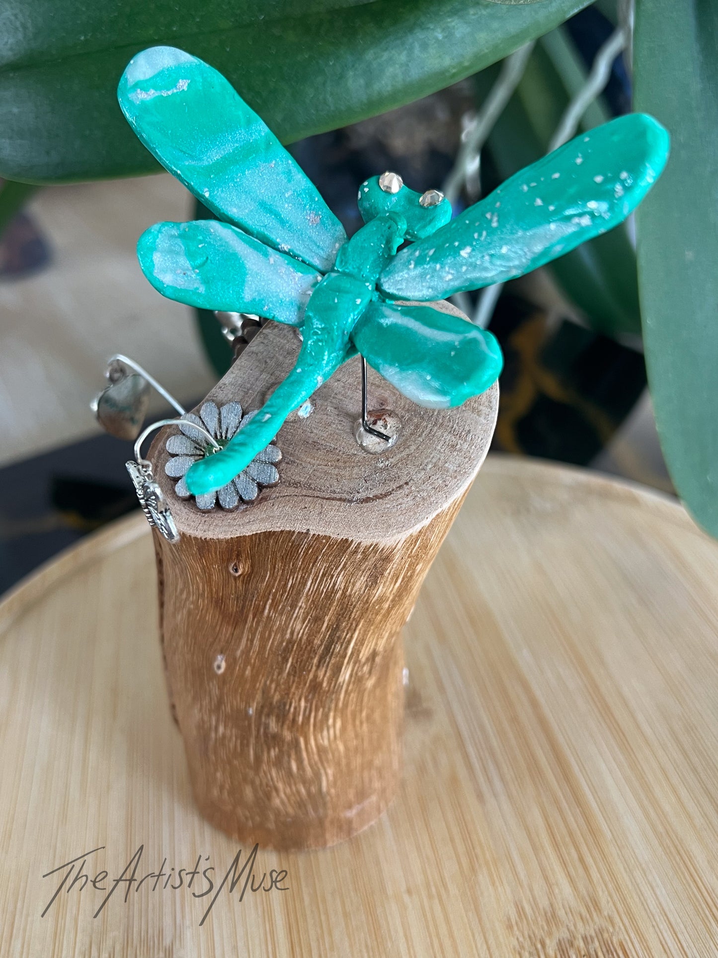 Green Dragonfly timber Incense Holder
