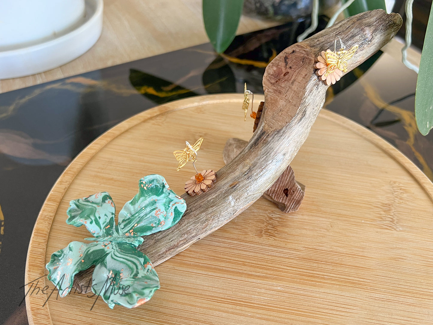 Natural timber Incense Holder with butterfly