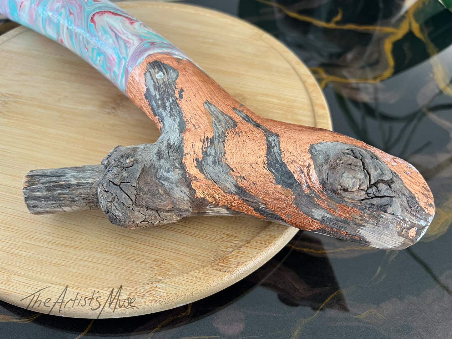 Natural timber Incense Holder with acrylic marble