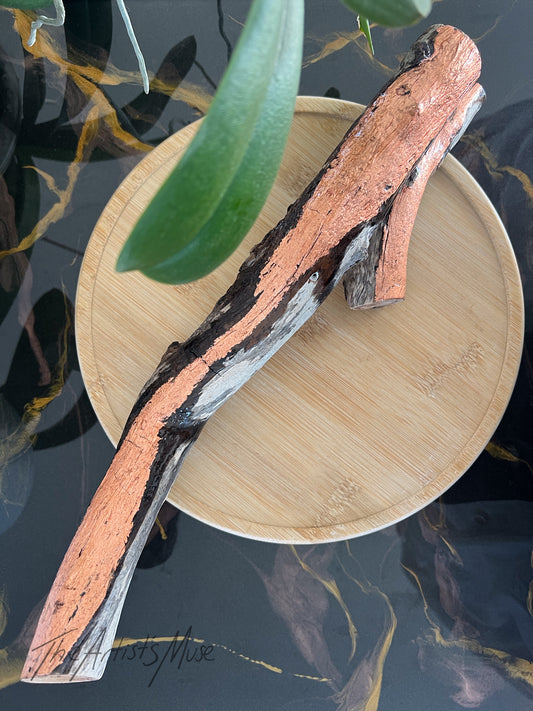 Natural timber Incense Holder with Bronze foil design