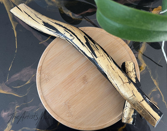 Black timber Incense Holder with gold foil