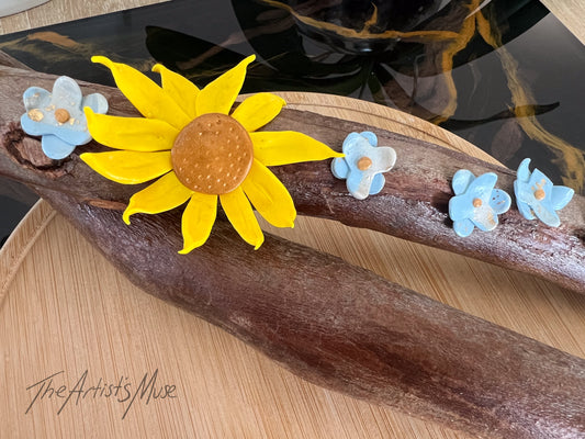 Timber Incense Holder with butterflies and flowers