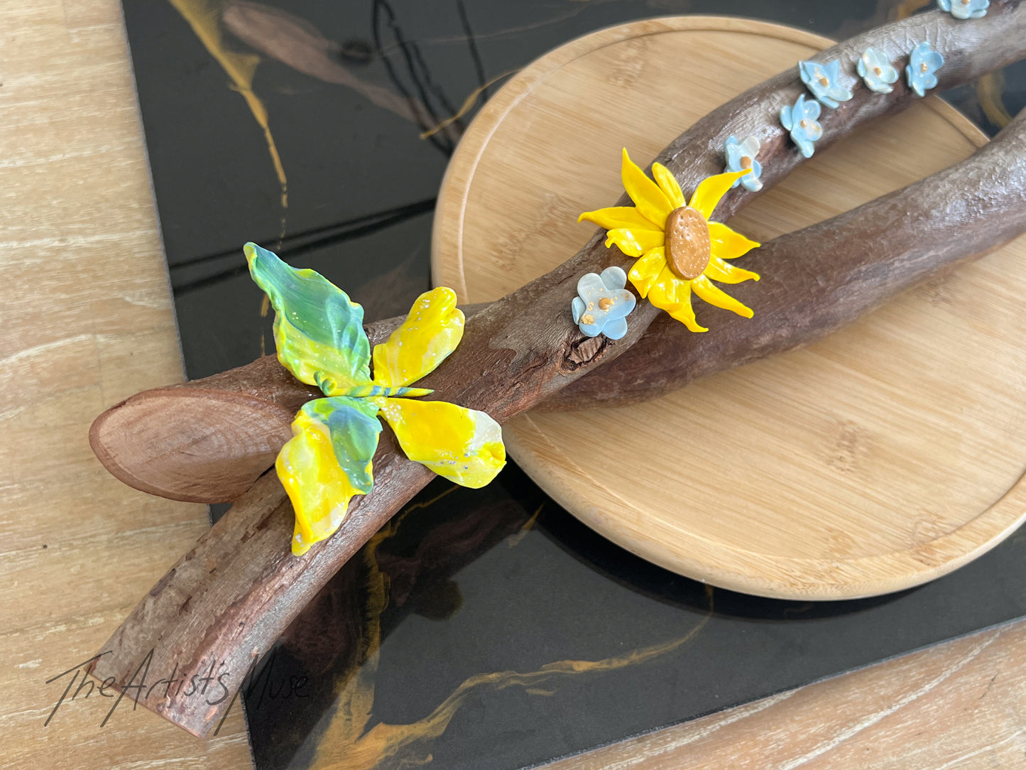 Timber Incense Holder with butterflies and flowers