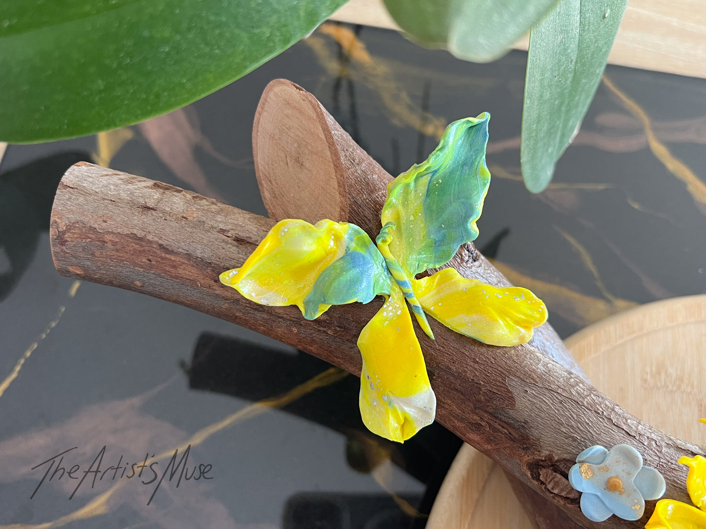 Timber Incense Holder with butterflies and flowers