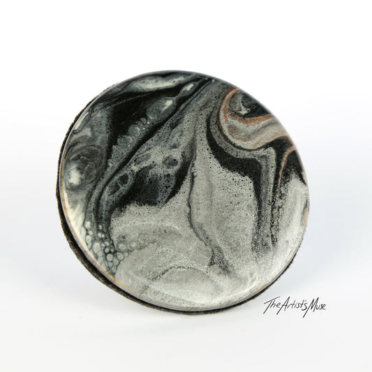 Resin Coaster- 1x Silver/Black with Bronze detail