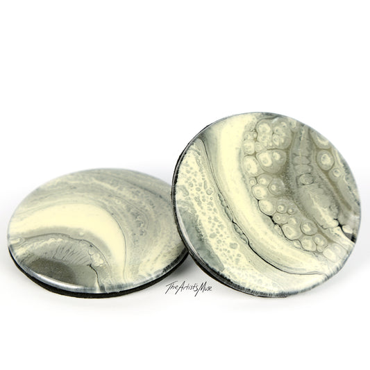 Resin Coaster set of 2- Grey/Silver/Off White