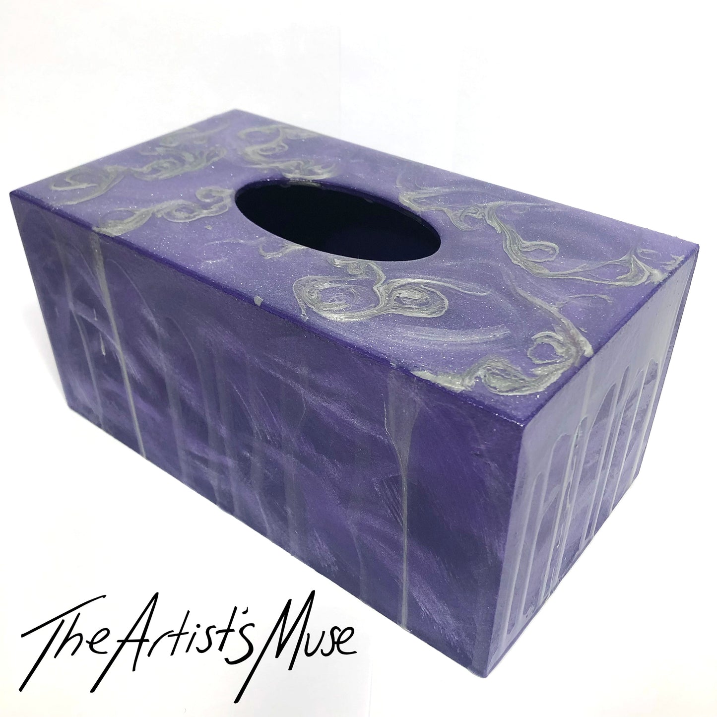 Tissue Box Cover- Amethyst purple metallic- SOLD