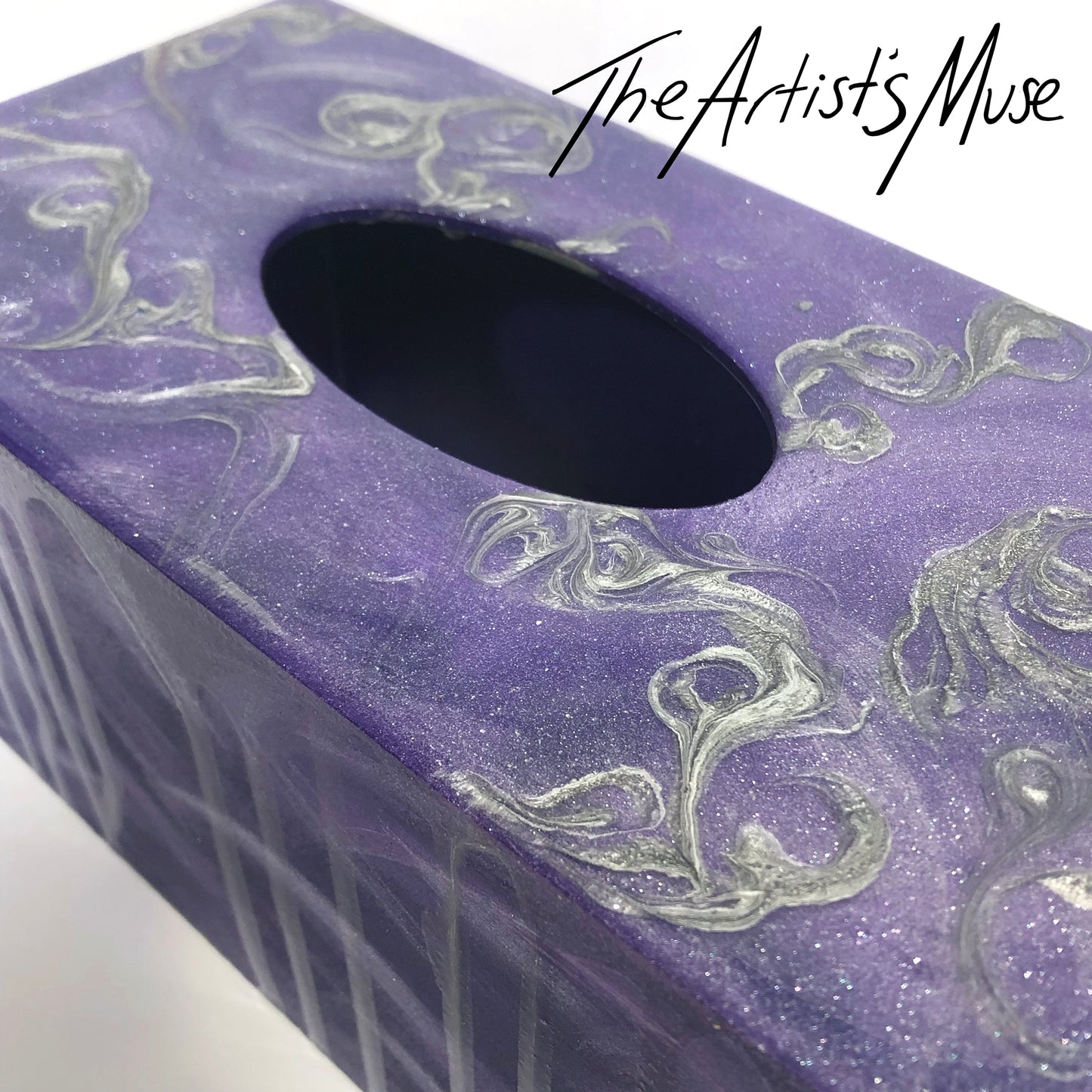 Tissue Box Cover- Amethyst purple metallic- SOLD
