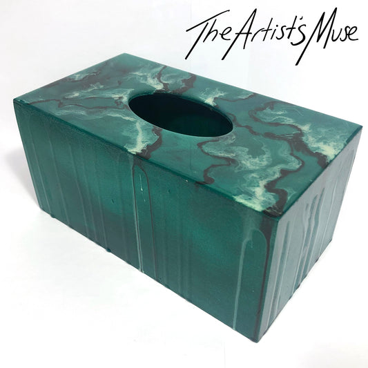 Tissue Box Cover- Pthalo green metallic- SOLD
