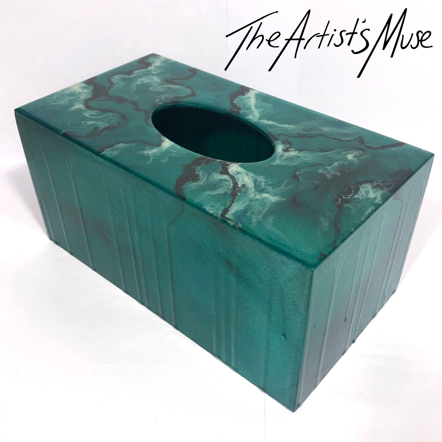 Tissue Box Cover- Pthalo green metallic- SOLD