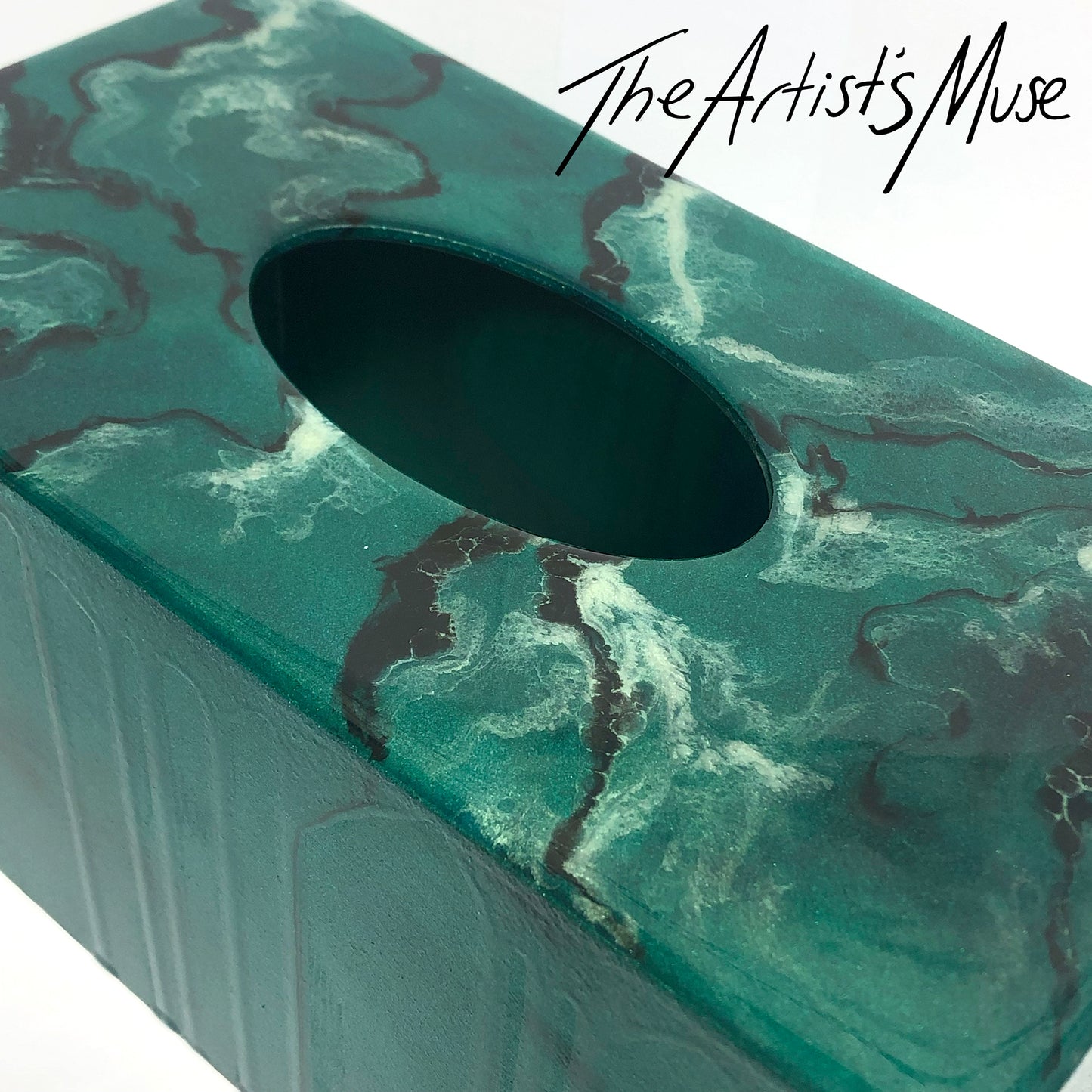 Tissue Box Cover- Pthalo green metallic- SOLD