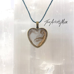 Resin Pendant Necklace- Bronze and pearl white resin design