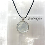 Resin Pendant Necklace- Silver and warm white resin design