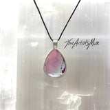 Resin Pendant Necklace- Soft pink, deep pink and silver resin design