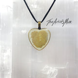 Heart shape Resin Pendant Necklace- Warm white and gold resin design