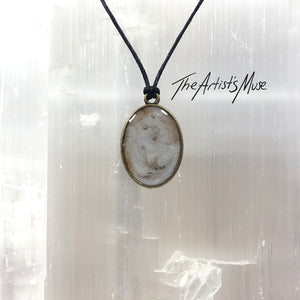 Resin Pendant Necklace- Soft brown and warm white resin design