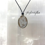 Resin Pendant Necklace- Soft brown and warm white resin design