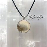 Resin Pendant Necklace- Warm white and gold glitter resin design