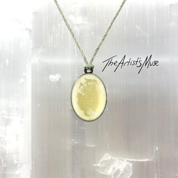 Resin Pendant Necklace- Warm white and gold resin design