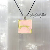 Resin Pendant Necklace- Pink and gold resin design