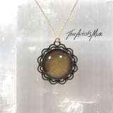 Pendant Necklace- Antique gold resin with glass dome finish