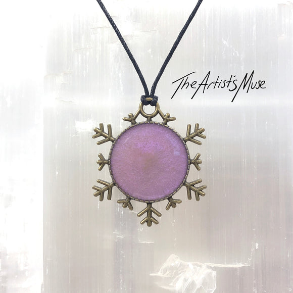 Resin Pendant Necklace- Iridescent mauve resin design