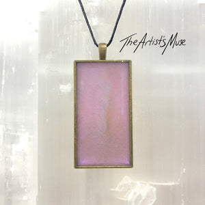 Resin Pendant Necklace- Iridescent dusty pink resin design. SOLD