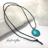 Resin Pendant Necklace- Aqua and pale gold resin design