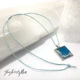Resin Pendant Necklace- Blue/green and silver resin design