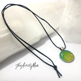 Resin Pendant Necklace- Aqua and yellow resin design