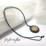 Pendant Necklace- Champagne gold glitter resin with glass dome finish