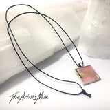 Resin Pendant Necklace- Pink and gold resin design